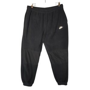 Nike Fleece Joggers Men's XL Black Polar Fleece Knee Overlays Sweatpants